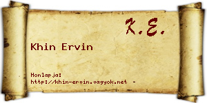 Khin Ervin névjegykártya